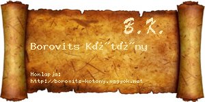 Borovits Kötöny névjegykártya